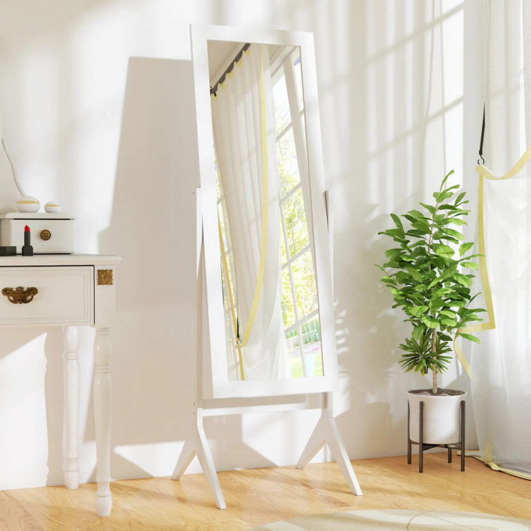 Elegantní stojací zrcadlo 47 x 46 x 148 cm | bílé