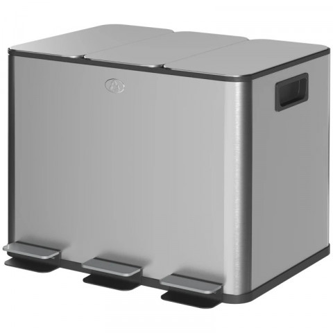 Kuchyňský odpadkový koš se 3 přihrádkami, 3x20 litrů, 61,9 x 36,6 x 56,7 | stříbrný č.5