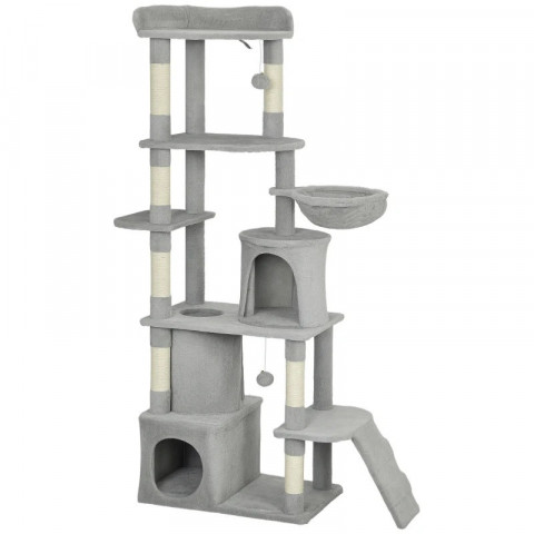 Škrabadlo pro kočky s jeskyní, 170 cm | světle šedé č.2
