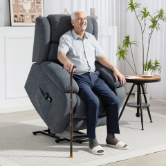 Elektrické polohovací TV křeslo ve vzhledu lnu | tmavě šedé č.1