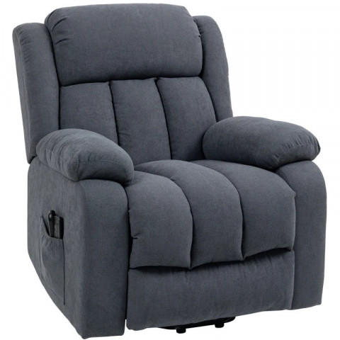 Elektrické polohovací TV křeslo ve vzhledu lnu | tmavě šedé č.6