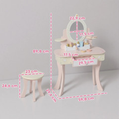 Dětský toaletní stolek se židlí, zásuvkou a odnímatelným zrcadlem | růžový č.2