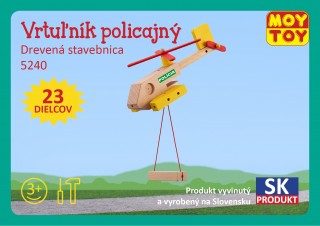 Drevená stavebnica Policajný vrtuľník Moy Toy č.1