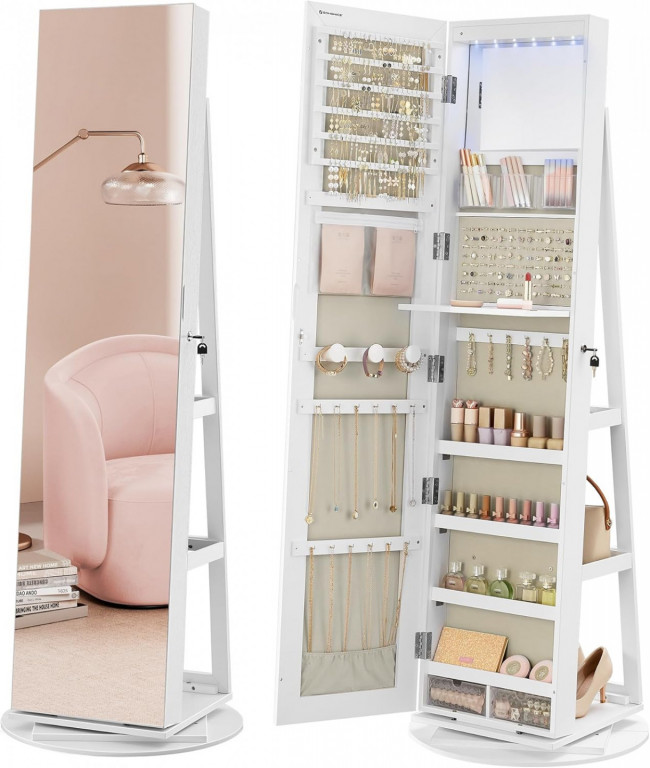 Otočná uzamykatelná šperkovnice se zrcadlem