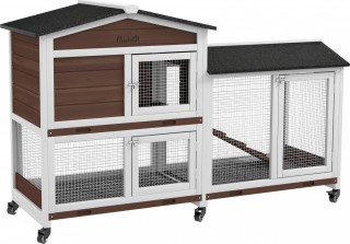 Dřevěná králíkárna 157,4 x 53 x 99,5 cm | hnědá + černá č.1