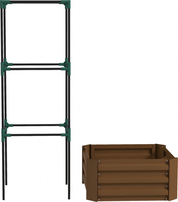 Vyvýšený záhon 61 x 61 x 140 cm | hnědý