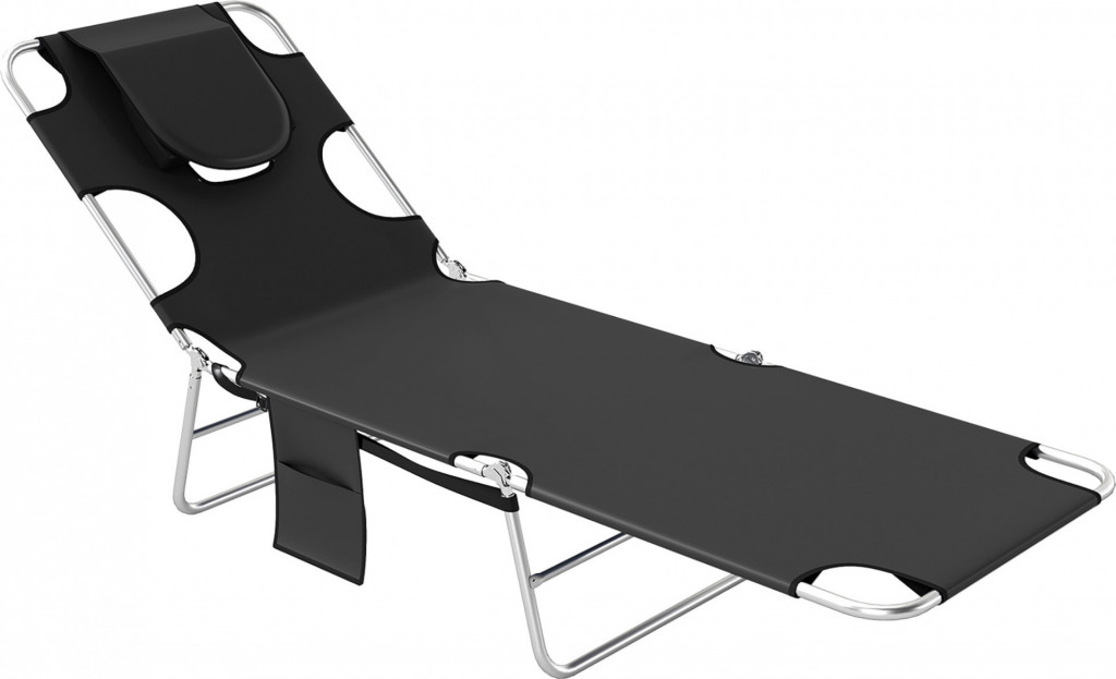 Skládací zahradní lehátko | černé