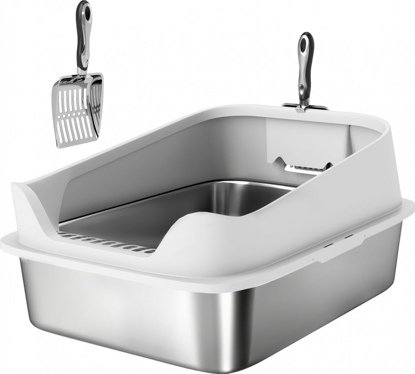 Box na stelivo z nerezové oceli 60,2 x 40,2 x 29,7 cm | šedý