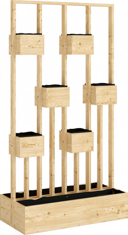 Vyvýšený záhon s mřížovými koši 90 x 45 x 170 cm | přírodní