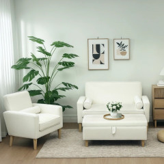 Čalouněná lavice s úložným prostorem | krémově bílá č.2