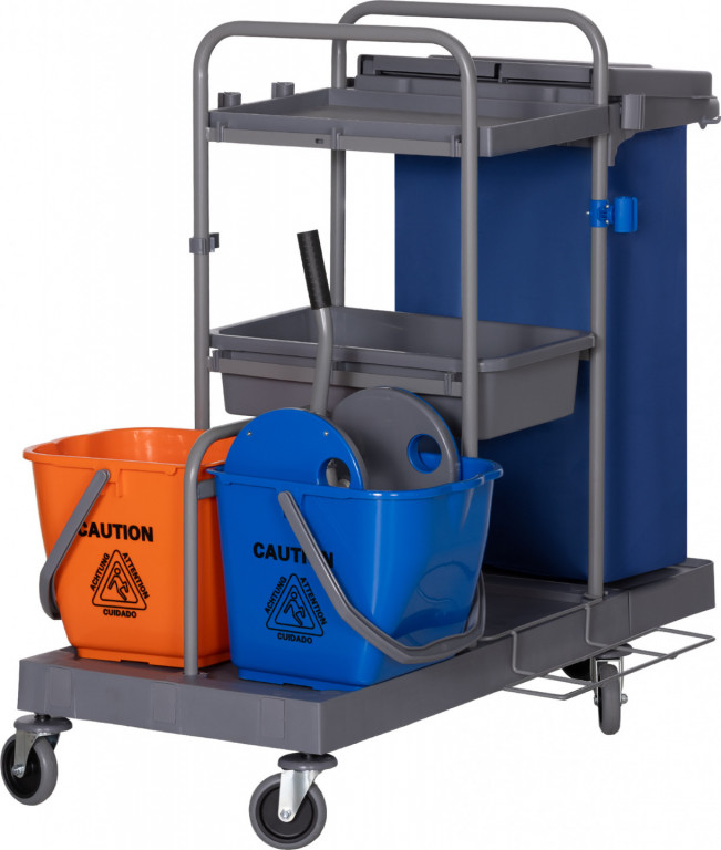 Profesionální úklidový vozík | šedý