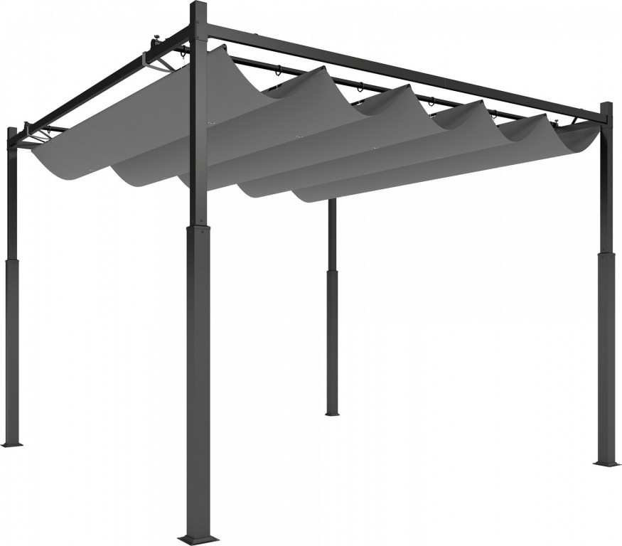 Pergola cca 3x3 m s posuvnou střechou | šedá