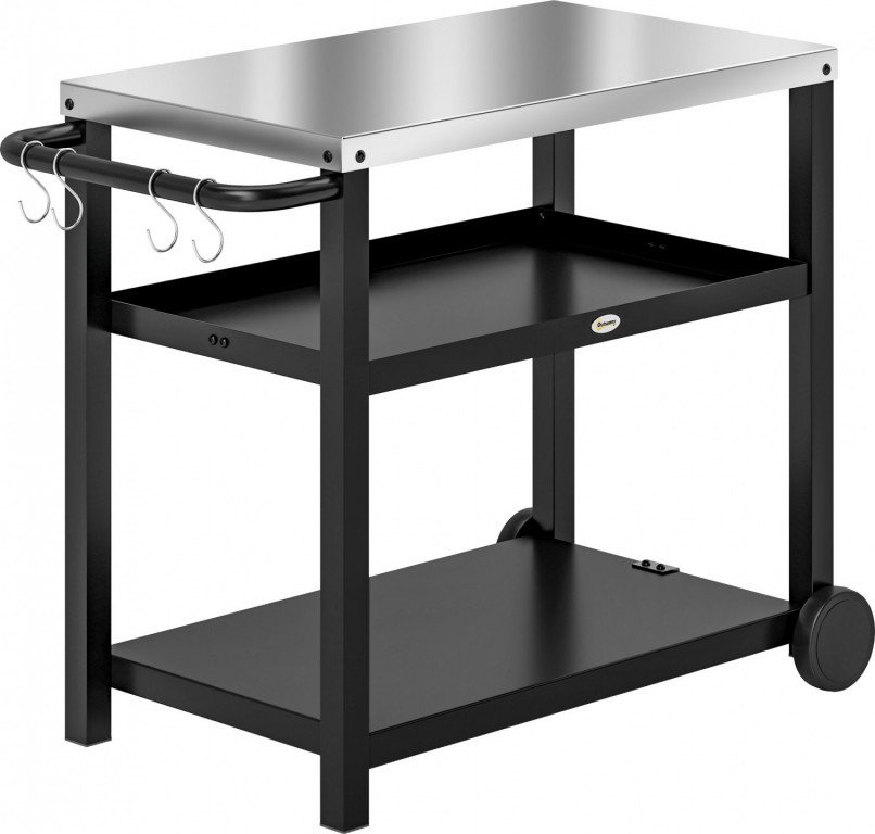 Grilovací vozík 3-patrový | šedý