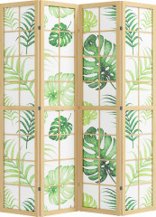 Paraván 4-dílný 160 x 170 cm | přírodní + zelený č.1
