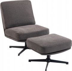 Křeslo s taburetem otočné | šedé č.1