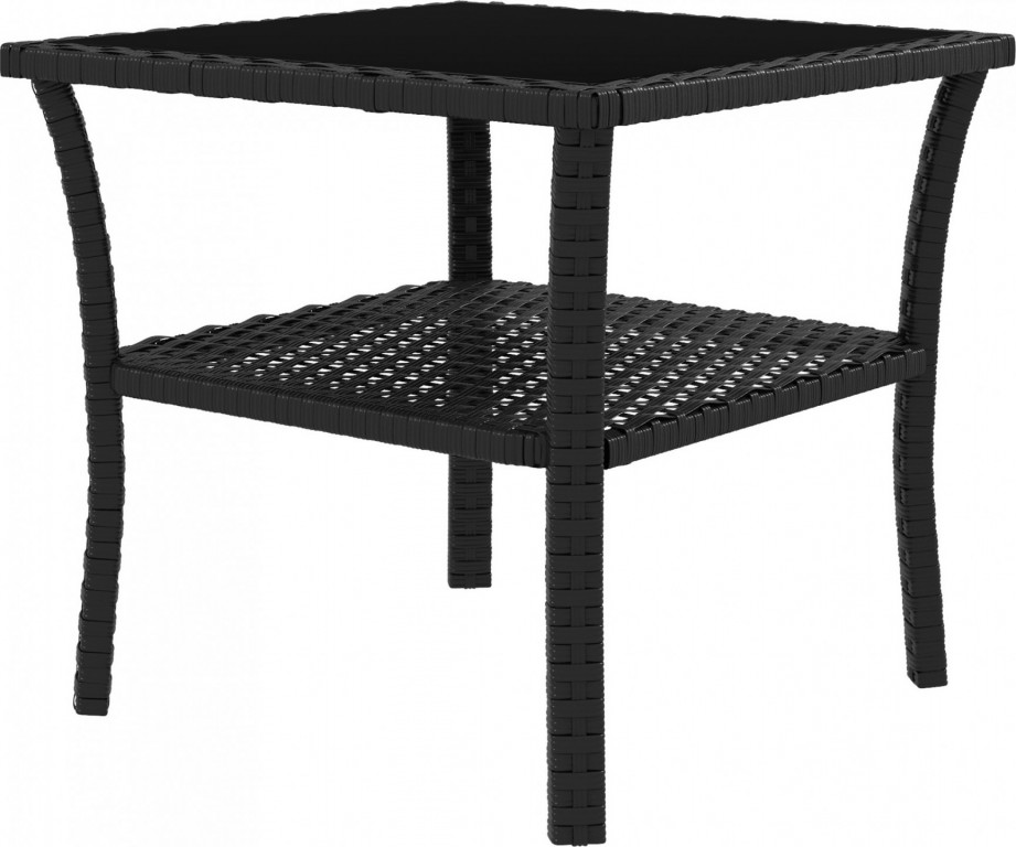 Polyratanový zahradní stůl, 50 x 50 x 45 cm | černý