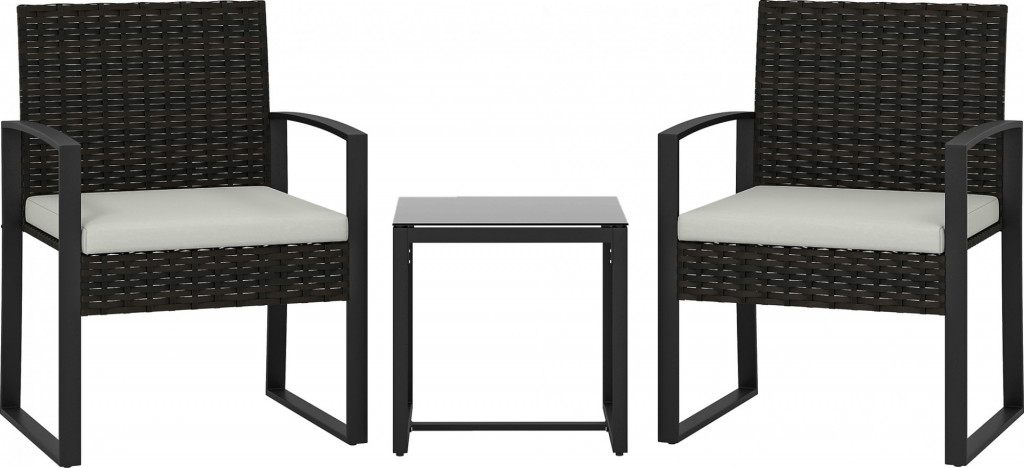 3-dílný zahradní nábytek se 2 zahradními židlemi | bílý