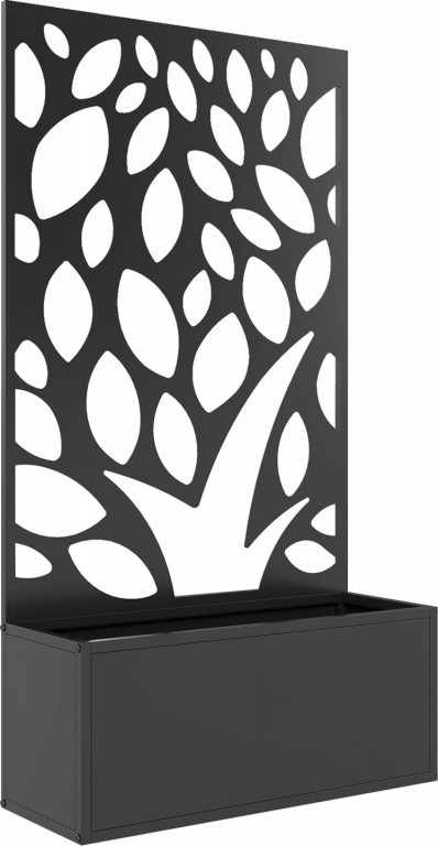 Vyvýšený záhonový truhlík se zástěnou | černý