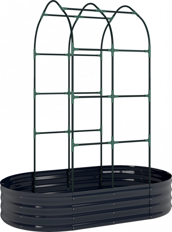 Vyvýšený záhon s mříží 160 x 90 x 180 cm | šedý