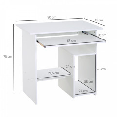 Počítačový stôl 80 x 45 x 73,5 cm | biela č.2