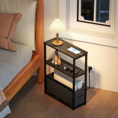 Odkládací stolek s napájecí lištou USB 45 x 18 x 60,2 cm | černý č.3