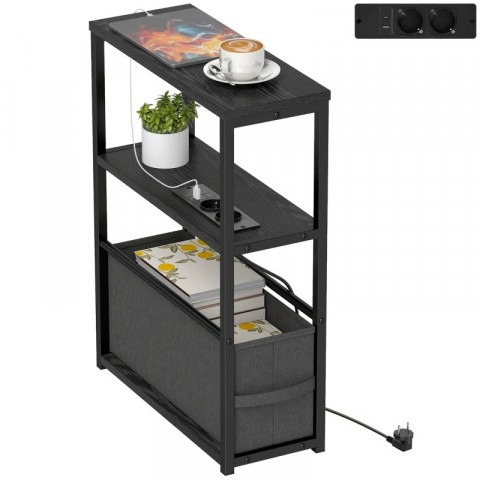 Odkládací stolek s napájecí lištou USB 45 x 18 x 60,2 cm | černý č.6