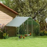 Ocelový kurník se střechou, 3 x 1,7 x 1,9 m | stříbrný