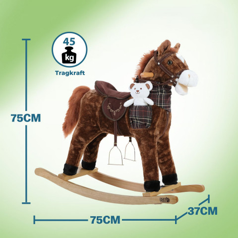 Plyšový hojdací kôň so zvukmi | tmavohnedá č.2