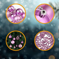 Sada 100 kusov vianočných ozdôb | ružová č.2