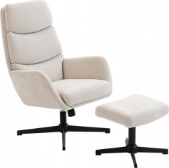 Relaxační křeslo s vysokým opěradlem a taburetem | béžové č.1