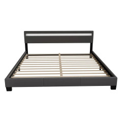 Čalúnená posteľ Paris s LED osvetlením 160 x 200 cm | tmavo šedá č.2