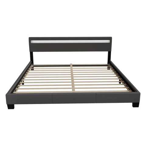 Čalúnená posteľ Paris s LED osvetlením 160 x 200 cm | tmavo šedá č.2