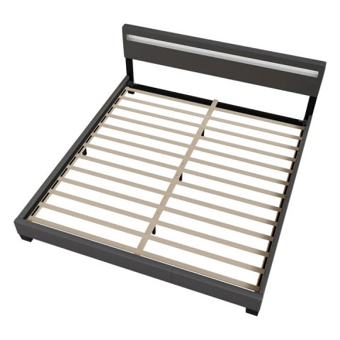 Čalúnená posteľ Paris s LED osvetlením 160 x 200 cm | tmavo šedá č.3