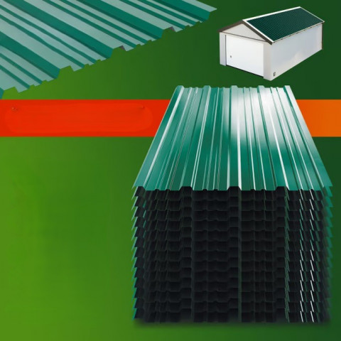 Sada 14 trapézových plechů 110x46cm | zelená č.3