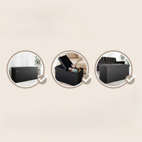 Čalúnená lavica s úložným priestorom 80 x 40 x 40 cm | čierna č.2