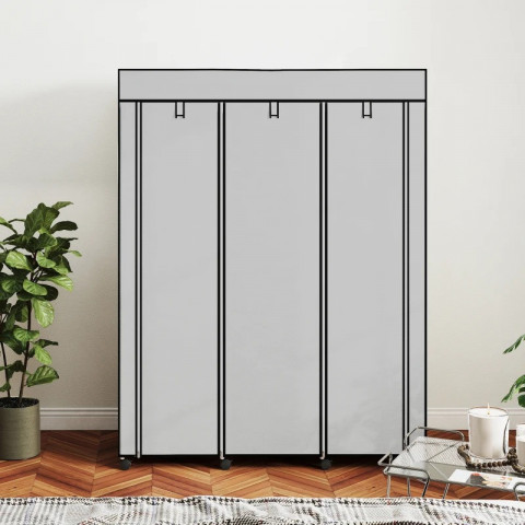 Látková šatní skříň na kolečkách, 125 x 43 x 162,5 cm | světle šedá č.6