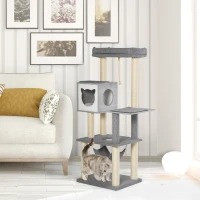 Škrabadlo pro kočky 59x48x155 cm | šedé + bílé
