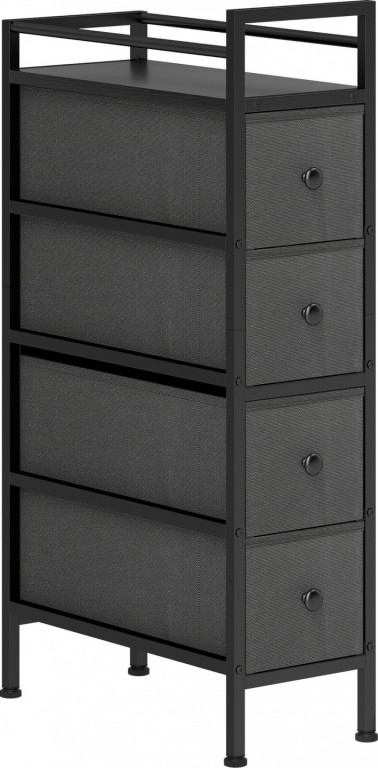 Skříňka se 4 zásuvkami z netkané textilie | černá