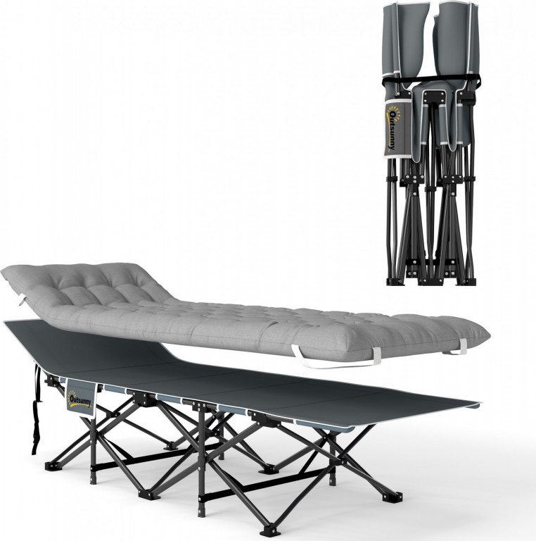 Skládací kempinková postel 190x65x37 cm | světle šedá