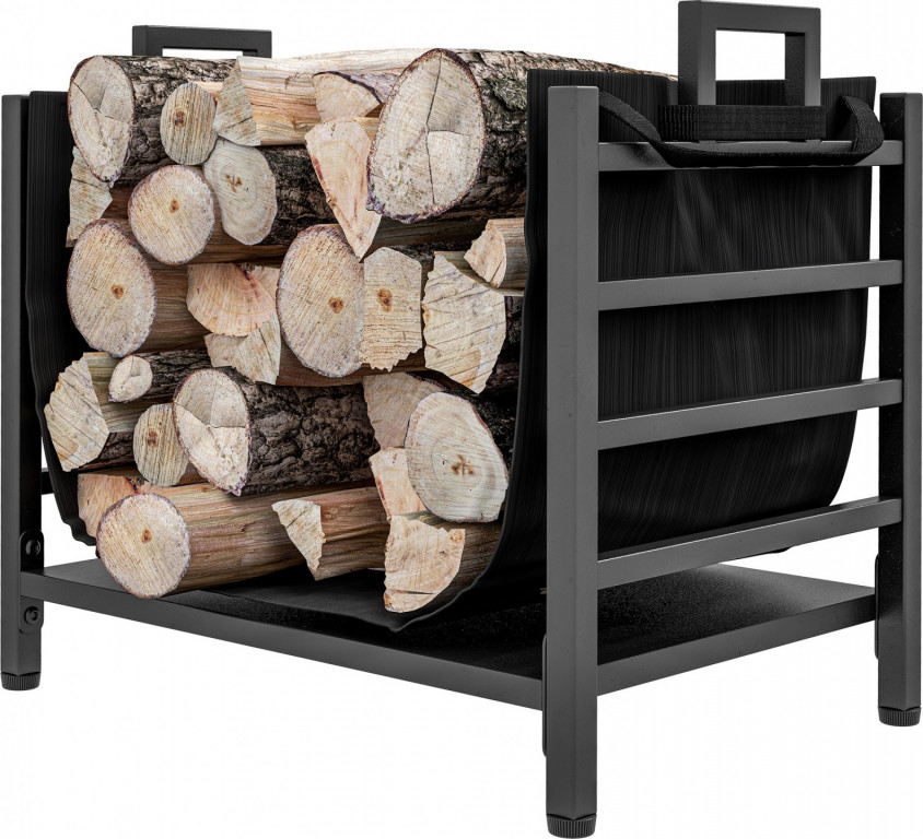 Stojan na palivové dřevo 49 x 34 x 44 cm | černý