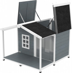 Psí bouda odolná proti povětrnostním vlivům 103 x 107 x 83,5 cm | šedá č.1