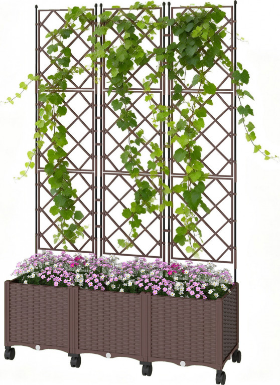 Mřížka s květináčem truhlík se samozavlažovacím systémem | hnědá