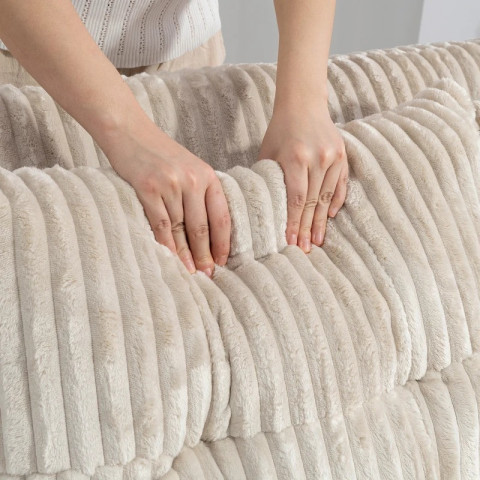 Rozkládací 2místná pohovka 157 x 90 x 91 cm | krémově bílá č.6