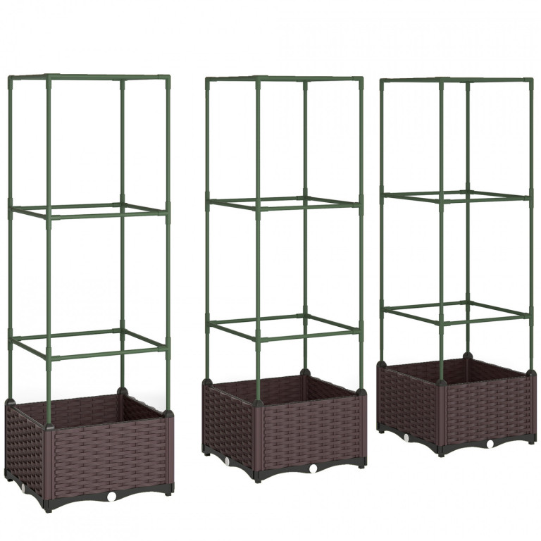 Vyvýšený záhon s mříží 40 x 40 x 125 cm | zelený + hnědý