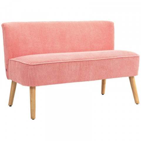 Čalouněná pohovka s manšestrovým vzhledem 117 x 56,5 x 77 cm | růžová č.4