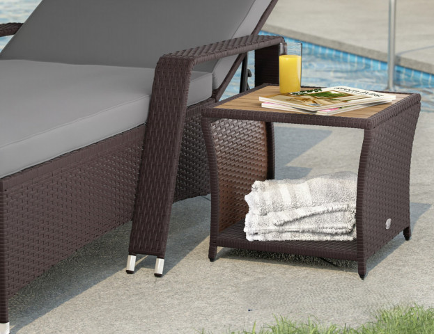 Polyratanový odkládací stolek 40x45x45cm | šedý č.2