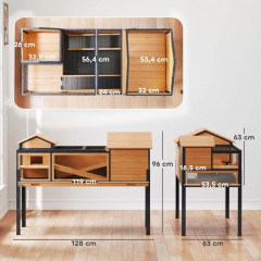 Dřevěný výběh pro želvy se 2 hlavními domky | žlutý č.2