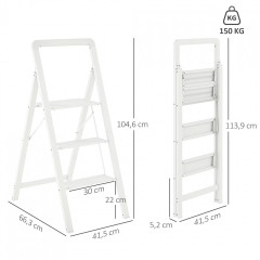 Skládací žebřík 66,3x41,5x104,6 cm | bílý č.2