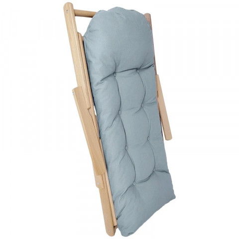 Naklápěcí dřevěné křeslo se silným polstrovaným polštářem, 71 x 89 x 96 cm | šedé č.5