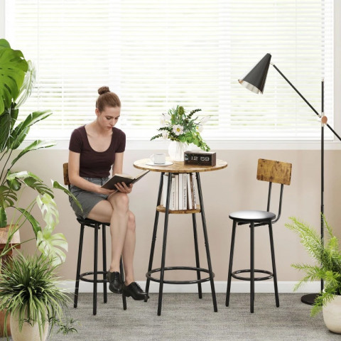 Barový stůl se 2 židlemi | rustikálně hnědý č.5